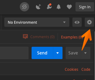 Postman open environment dialog