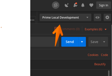 Postman select environment