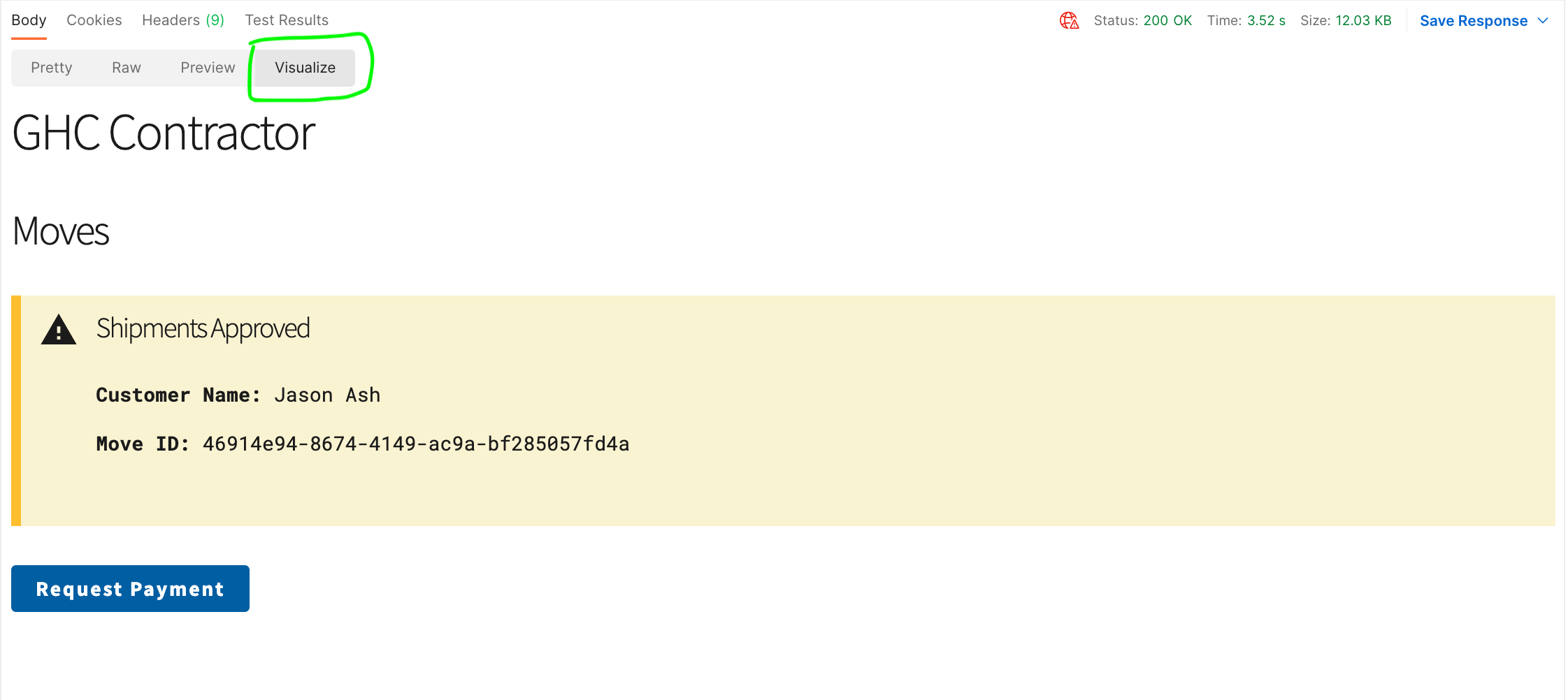 Screenshot of Postman Visualization